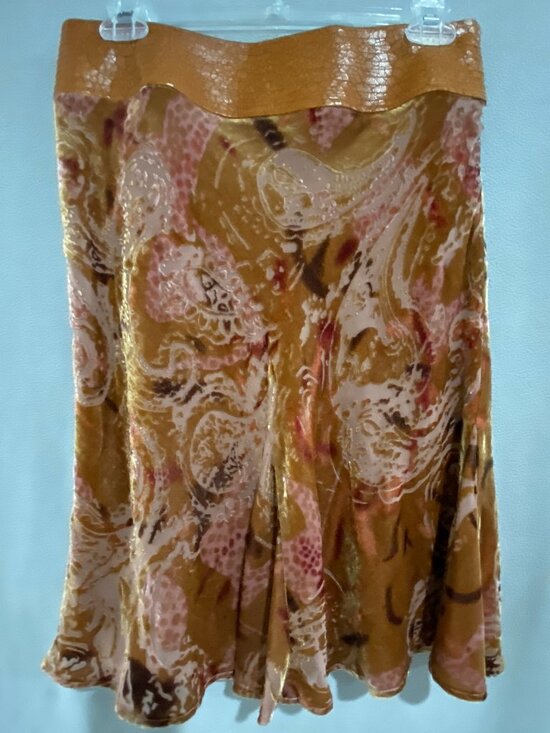 Laundry By Shelli Segal Dresses & Skirts - Laundry by Shelli Segal Silk Blend Paisley Skirt Size 2 Flowy Boho Brown Tan